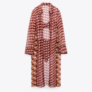 Zara 3 Piece Multicolored Geometric Print Tunic, Bralette & Pantie SET